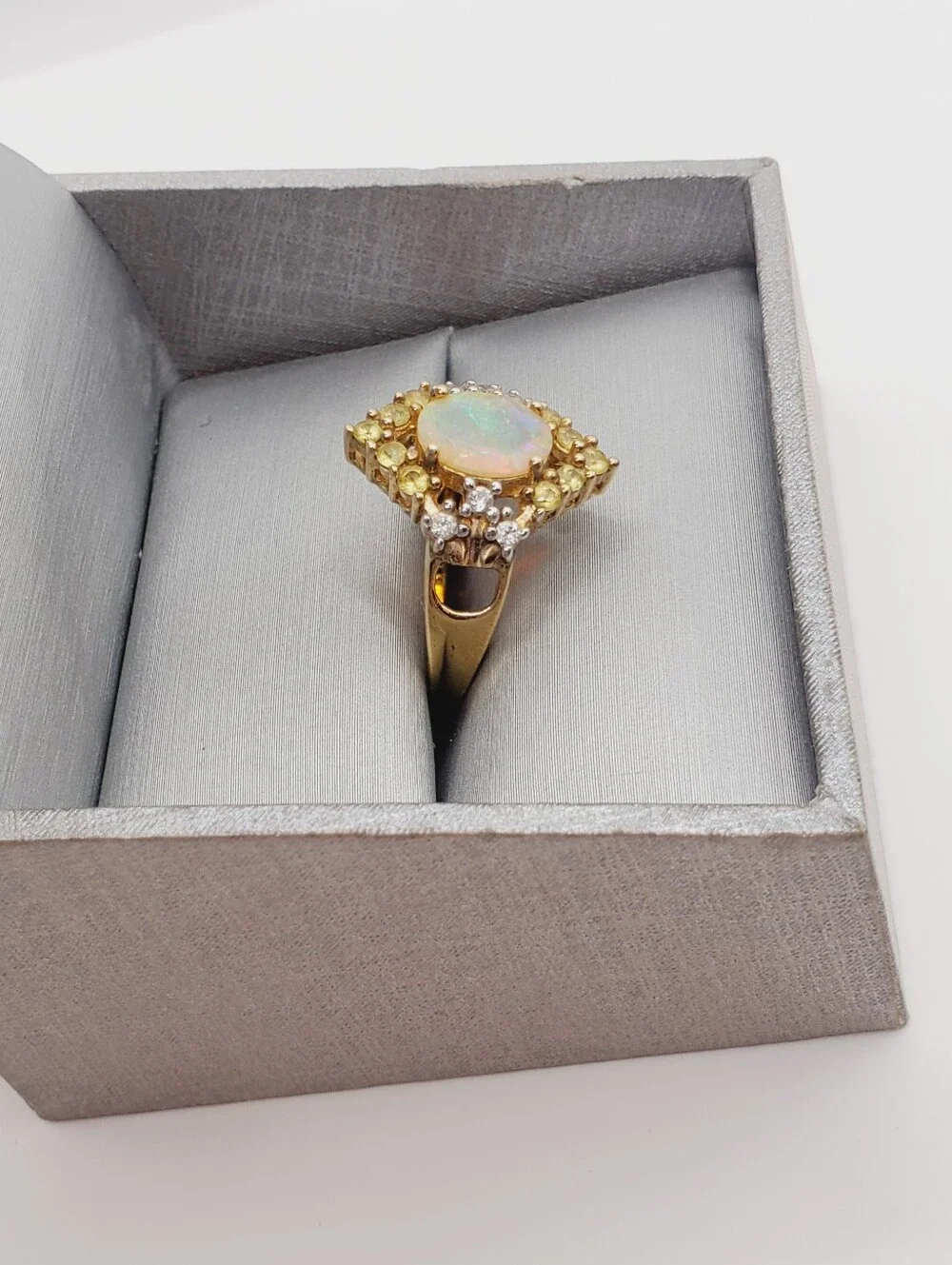 Yellow Gold Genuine Opal Ring